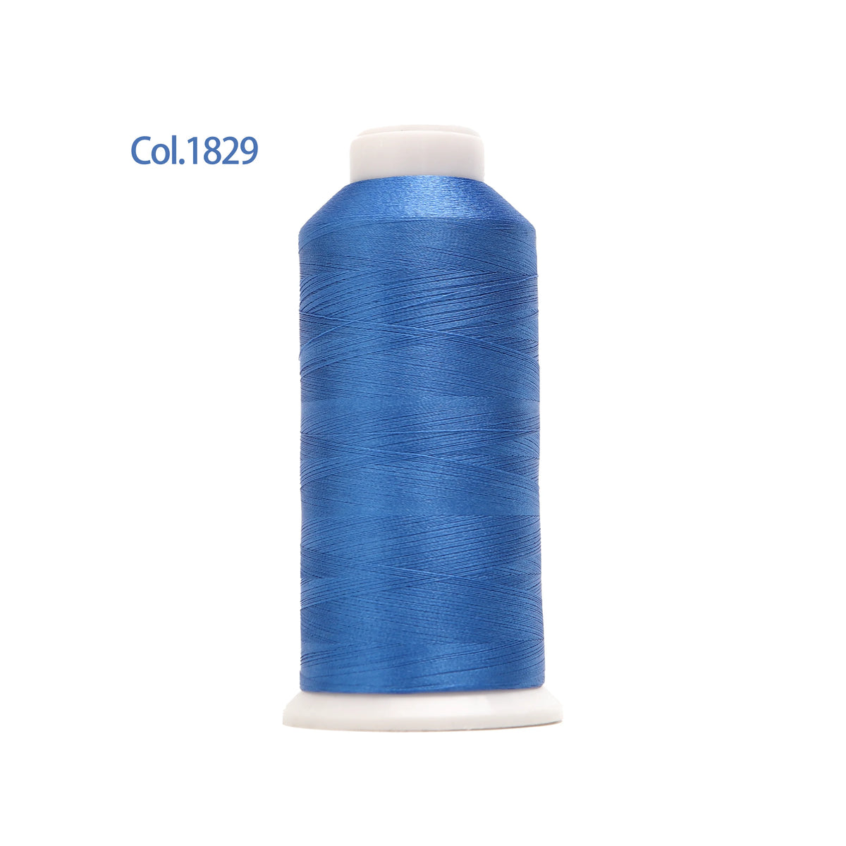 A spool of blue embroidery thread labeled Col.1829