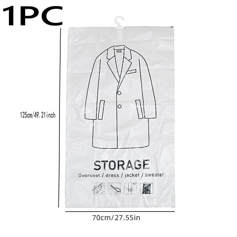 One piece of hanging vacuum storage bag for clothing, showing a shirt or jacket outline.