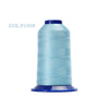 A spool of light blue polyester embroidery thread labeled COL.P1058.
