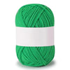 A ball of bright green soft milk cotton knitting yarn.