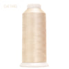 A spool of beige high tenacity machine embroidery thread is shown against a white background.