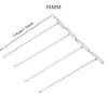 A set of stainless steel T-pins for wig making or knitting, showing various sizes and a measurement scale.
