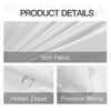 Close-up view of a white soft fabric duvet cover with hidden zipper and precision wiring details.