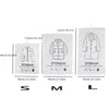 Three sizes of hanging vacuum storage bags for clothing: S, M, and L.