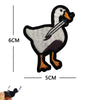 Embroidered tactical patch of a duck with orange beak and black feathers