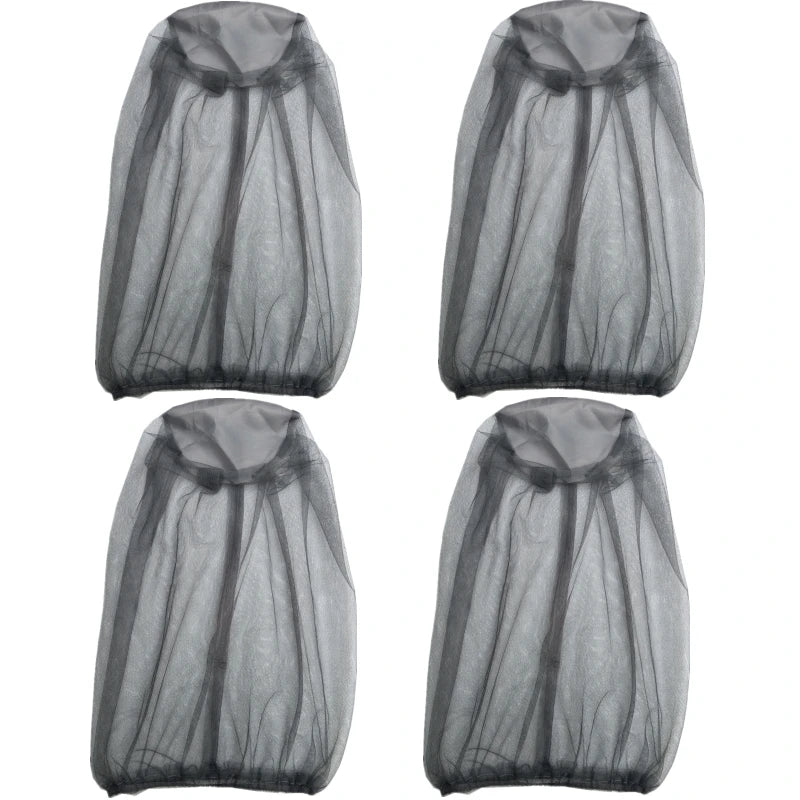 A multi-pack of adjustable mosquito protection fishing hats in gray fabric.