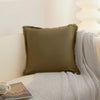 Washed Cotton Solid Cushion Cover with Tassel Fringe