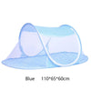 Light blue foldable mosquito net designed for infant cribs