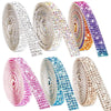 Rolls of crystal rhinestone sticker ribbon in various colors and diamond trim for crafts and decor