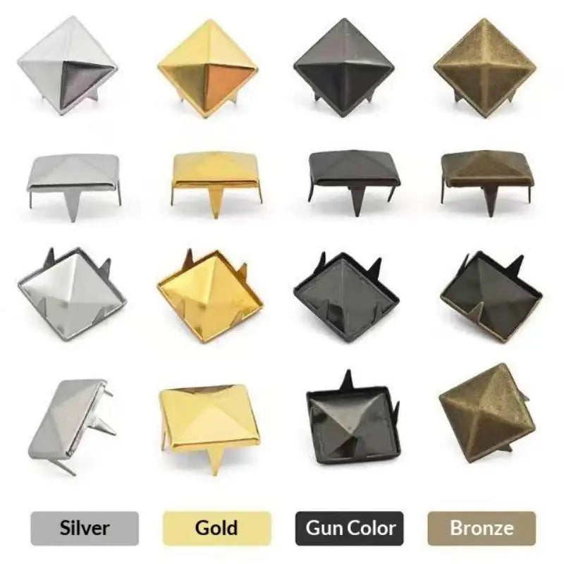 Square Pyramid Metal Studs for DIY Leathercraft and Punk Fashion