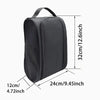 Black portable shoe carrier bag with dimensions 32cm by 24cm.