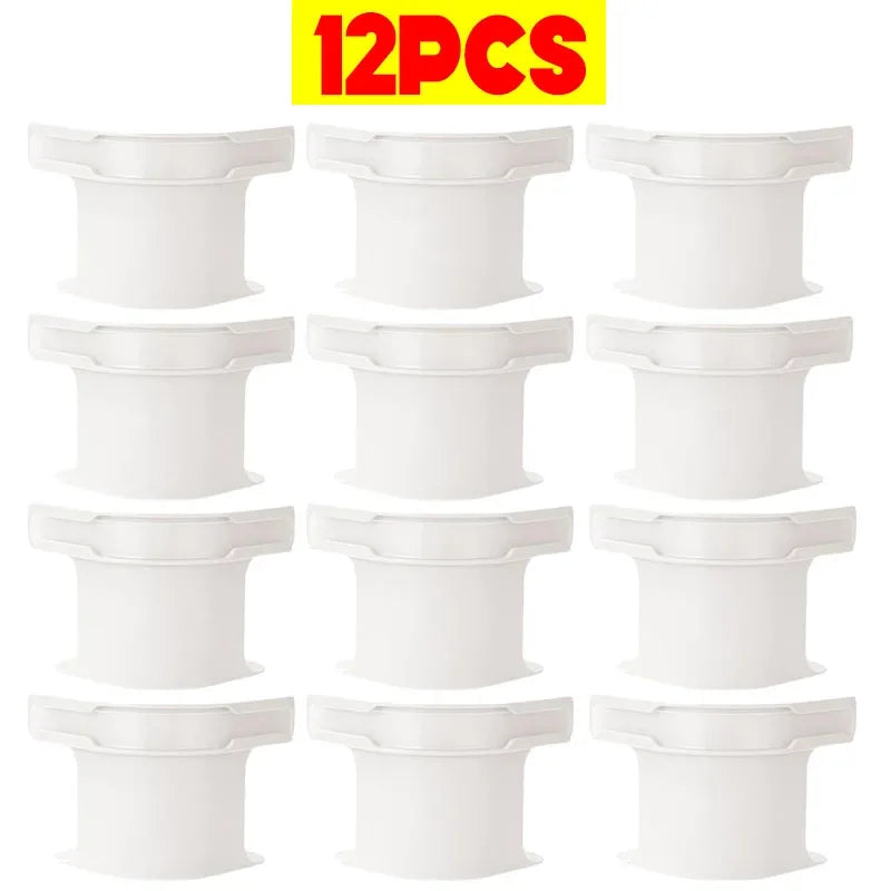Twelve white invisible bed sheet fixing clips arranged in a grid.