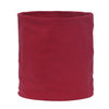 A solid maroon soft cotton warm neck scarf rolled into a cylinder.