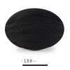 A ball of black extra thick hand-knitted yarn with a measurement scale below it.