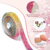 Pink crystal rhinestone ribbon showcasing various colors and a round 3D classic shape for DIY crafts