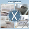 Image showing wide application of adjustable bed sheet grippers and fasteners on cribs, beds, sofas, and ironing boards.