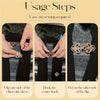 Usage steps showing how to clip a vintage zinc alloy sweater clips set onto a dress.