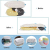 Storage bags showing before and after of vacuum compression for clothes, pillows, quilts, and towels