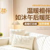 A white textured sofa armrest cover is shown in a bright, indoor setting with natural light.