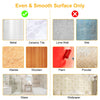 Comparison chart showing surfaces suitable for self-adhesive curtain rod clips including metal, ceramic tile, lime wall, wet,