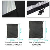 Various sizes of heavy duty waterproof BBQ grill covers shown with close-ups and dimensions.