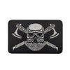 Black embroidered Valknut Viking patch featuring a bearded face with hook and loop backing