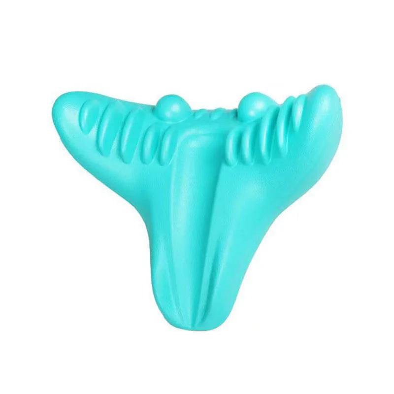 A teal silicone cervical massage pillow designed for neck and shoulder relief.