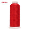 A spool of bright red high tenacity machine embroidery thread labeled Col.1839.