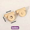 Golden seamless magnetic button clasps shown with dimension markings.