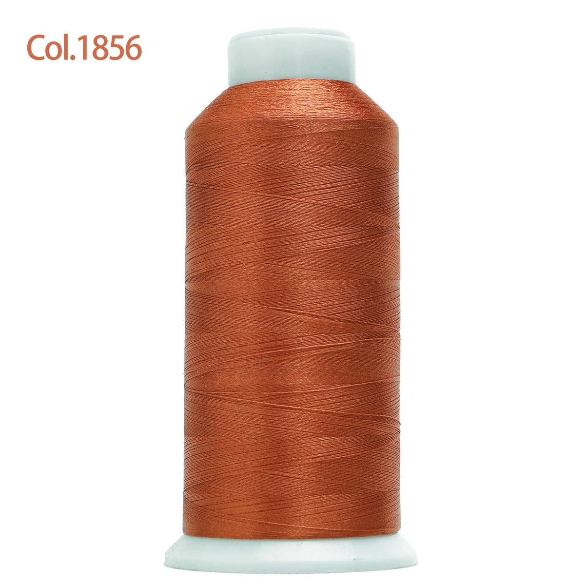 Spool of Col.1856 machine embroidery thread in a reddish-orange color.