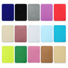 A collection of colorful fabric iron-on patches in various shades including blue, black, gray, purple, red, beige, and green.