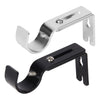 Silver and black adjustable iron curtain rod rack with mounting brackets