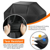 Black heavy-duty grill cover with anti-UV and waterproof coating featuring a tear-resistant fabric.