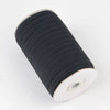 A roll of black adjustable elastic bands for garments.