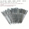A collection of universal sewing machine needles in various sizes from 9# to 18#, packaged for use with Singer machines.