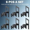 Six black flexible mattress slide stoppers designed to keep a mattress firmly in place on any type of foundation.