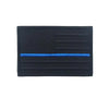 Black flag patch with blue horizontal stripe and hook and loop backing