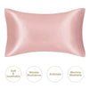 A smooth, rosy pink satin silk pillowcase shown flat.
