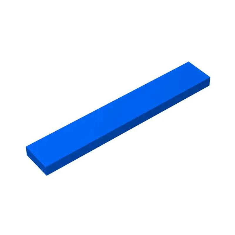 A bright blue rectangular block used for high-tech puzzle building.