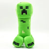 A bright lime green stuffed dragon plush toy with black pixelated eyes and body texture.
