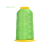 A spool of bright green high tenacity polyester embroidery thread with a yellow core.