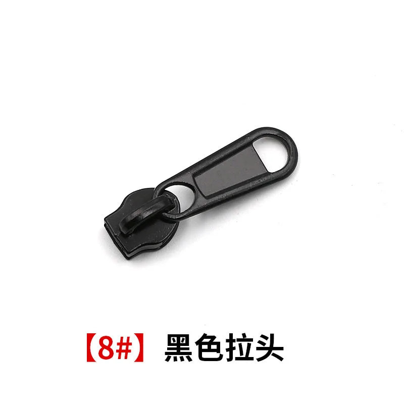 Black zipper pull or slider for repair kits