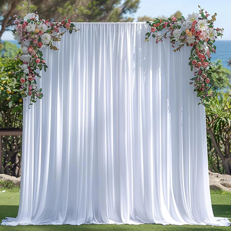 Burgundy Velvet-Look Polyester Backdrop Curtain