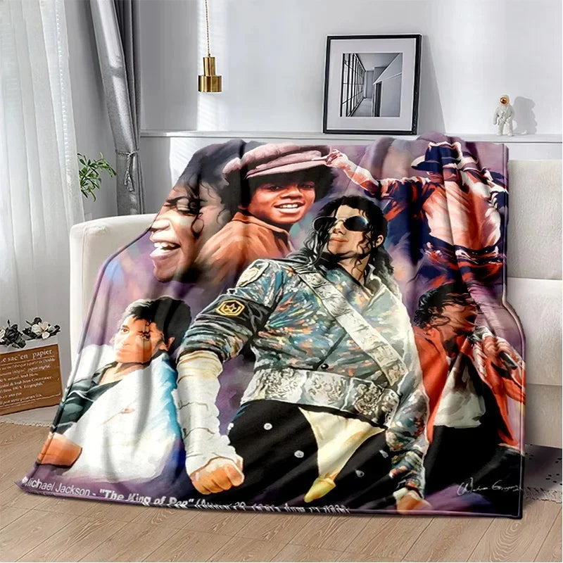 A large canvas print featuring a collage of images of Michael Jackson and other figures in a retro style.