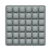 A gray seat cushion with multiple square pockets for an adjustable press-to-inflate design.