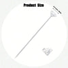 A silver diamond pin with a pointed tip is shown next to a loose clear diamond.