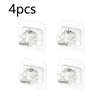 Four self-adhesive curtain rod clips packaged in a clear plastic holder.