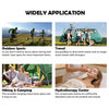 A variety of face towels are shown in outdoor, travel, and spa contexts.