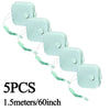 Five pairs of light mint green retractable measurement tapes, each 1.5 meters long.