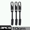 Three black detachable zipper pull sliders for bags and clothing